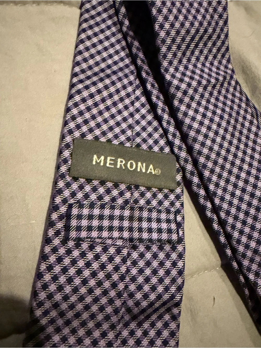 Merona Lavender and White Small Check Men's Tie